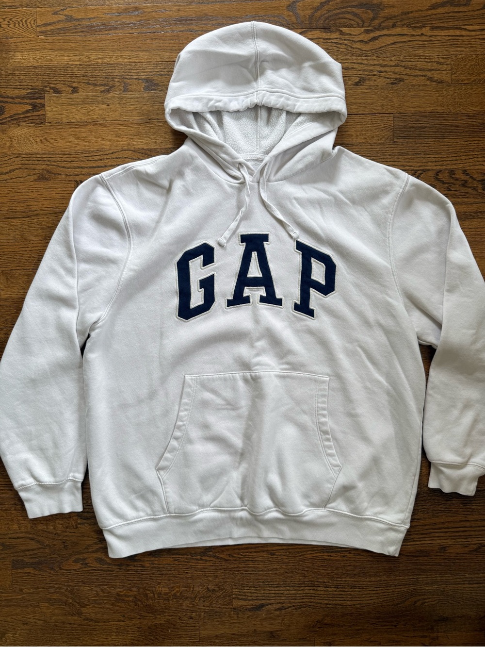 GAP White Crewneck Hoodie with Navy Logo